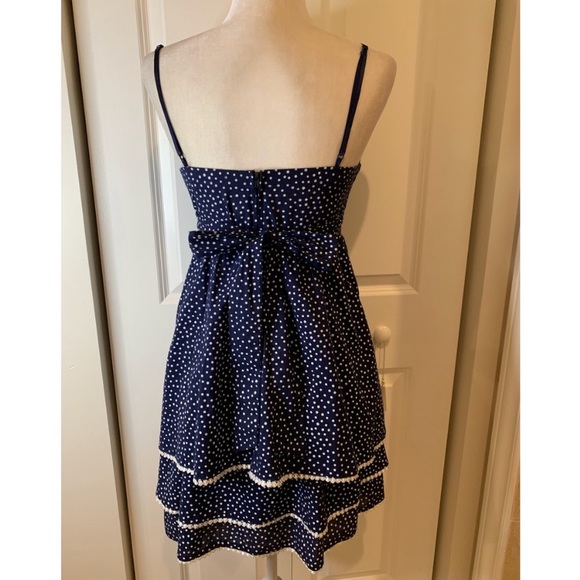 Better B Strapless Blue & White Polka Dot Dress - Picture 5 of 6
